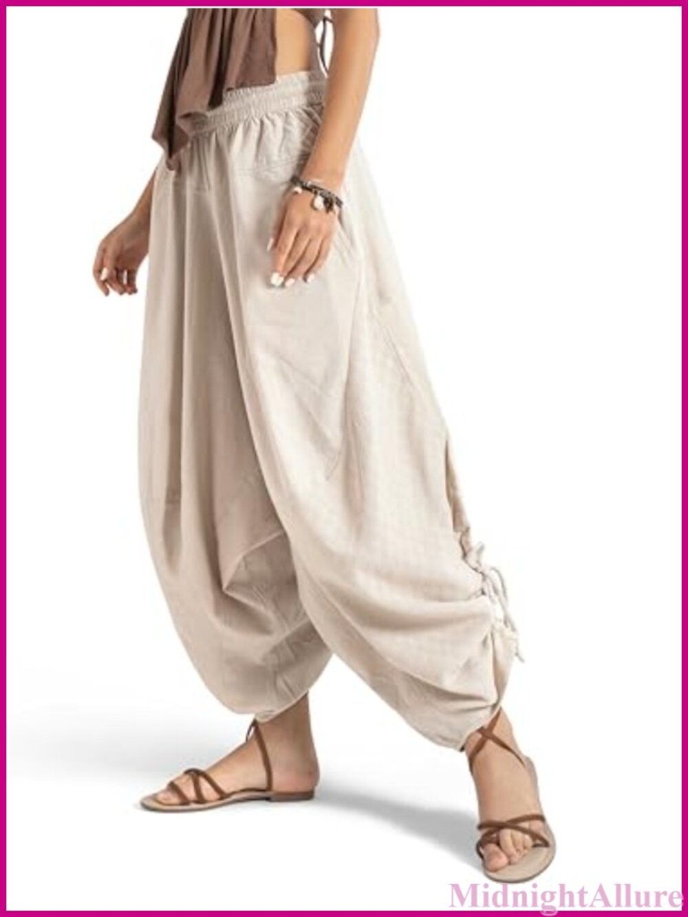 Cotton Harem Pants Relaxed Fit Yoga Beach Trousers